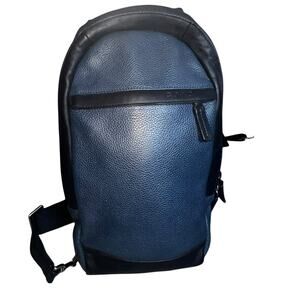 Coach Manhattan Sling Pack In Colorblock blue on black leather men's sling bag